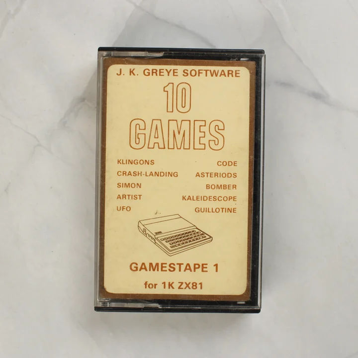 J. K. Greye Software Gamestape 1 ZX81 játék kazetta tokban