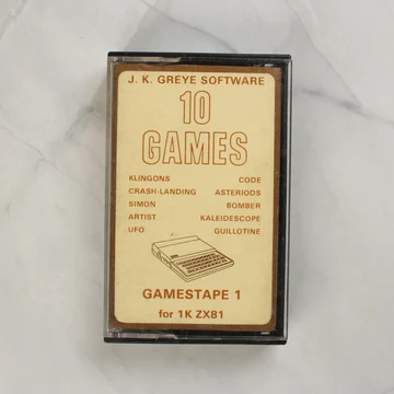 J. K. Greye Software Gamestape 1 ZX81 játék kazetta tokban