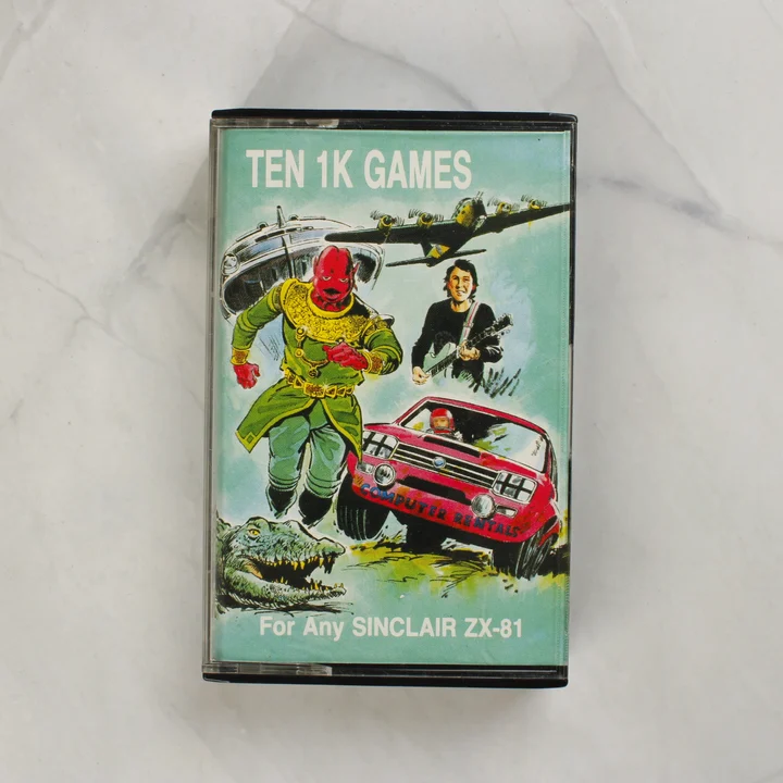 Ten 1K Games Sinclair ZX-81 kazetta tokban elölnézetből