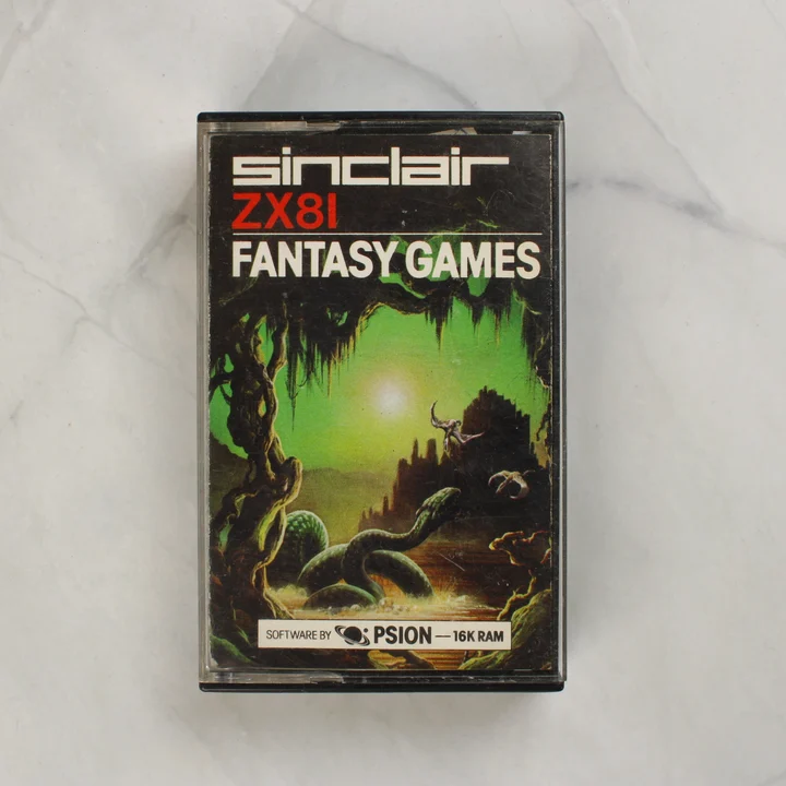Sinclair ZX81 Fantasy Games kazetta tokban elölnézetből