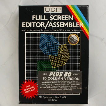 OCP Full Screen Editor/Assembler ZX Spectrum szoftver dobozának előlapja