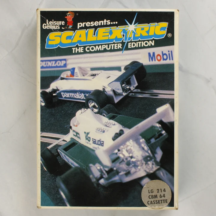Scalextric C64 doboz előlap Scalextric: The Computer Edition Commodore 64 játék dobozának eleje