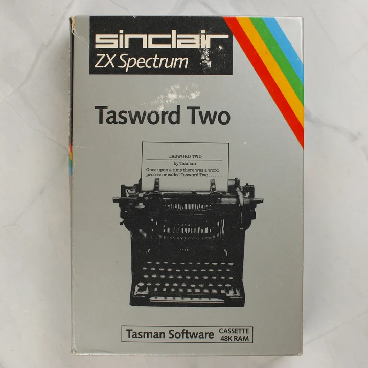 Tasword Two szoftver doboza Sinclair ZX Spectrumhoz