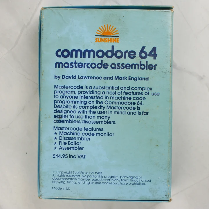 Mastercode Assembler hátoldal A szoftver dobozának hátoldala a leírással