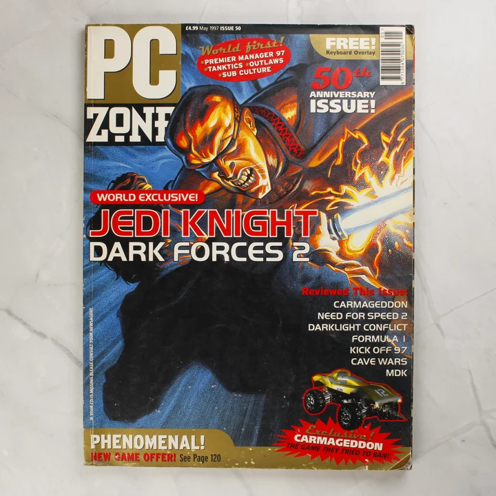 A PC Zone magazin 50. számának borítója Jedi Knight illusztrációval