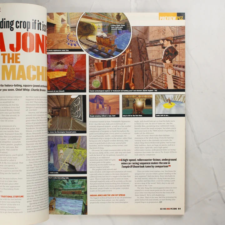PC Zone Indiana Jones cikk Indiana Jones játékismertető a PC Zone magazinban