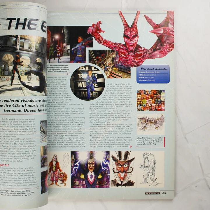 A PC Zone magazin belső oldala a Queen: The Eye játékról