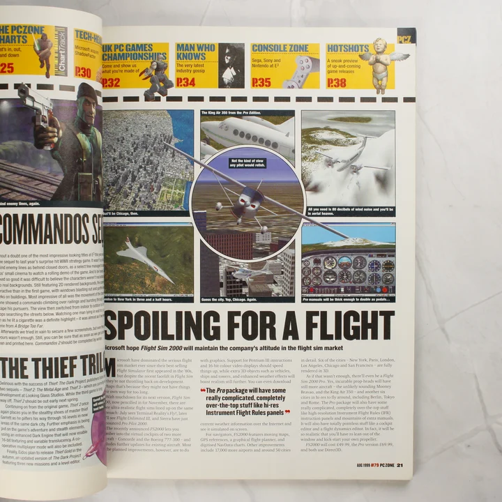 A magazin belső oldala a Flight Simulator 2000 cikkével.