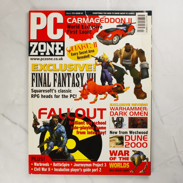 A PC Zone magazin 61. számának borítója 1998 márciusából.