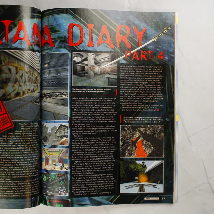 Daikatana fejlesztői napló cikk a PC Zone magazinban.