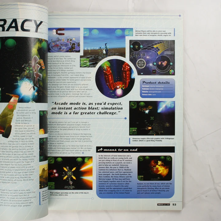 A PC Zone magazin belső oldala a Xenocracy játékról
