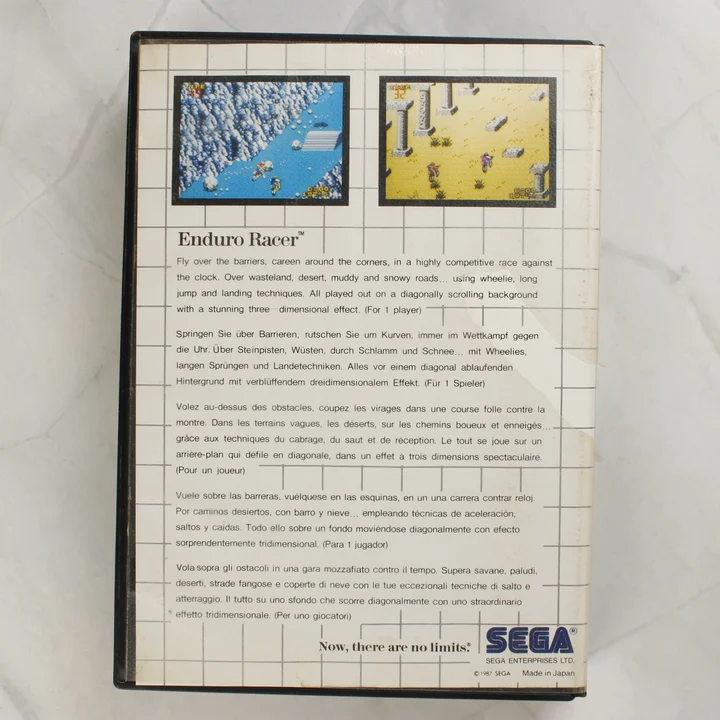 Enduro Racer Sega Master System játék hátlapja