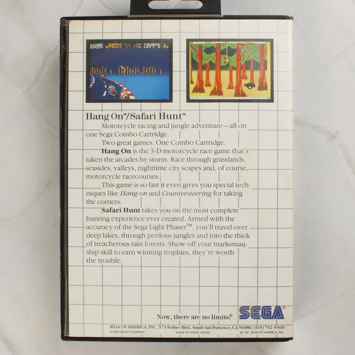 Hang-On & Safari Hunt Sega Master System játék hátoldala