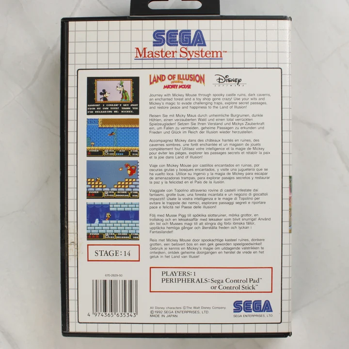 Land of Illusion Starring Mickey Mouse Sega Master System játék hátlapja