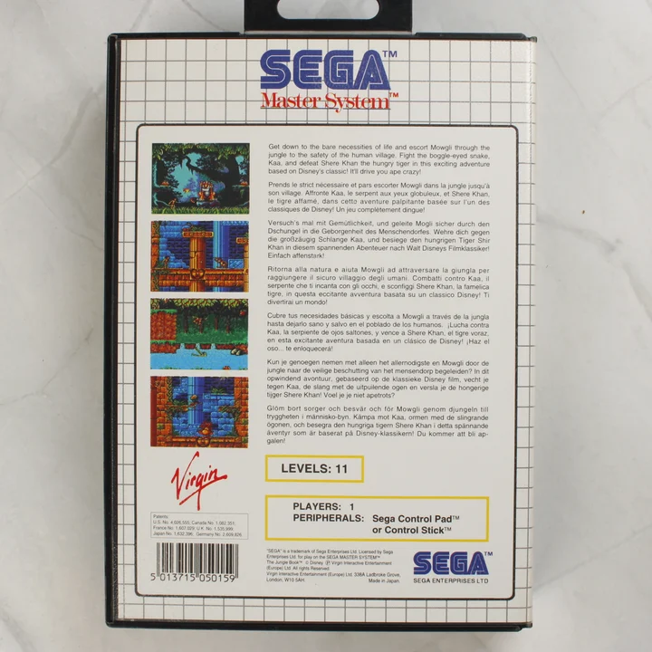 The Jungle Book Sega Master System játék tokjának hátlapja