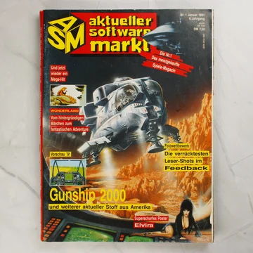 Az ASM magazin 1991. januári számának színes borítója egy helikopterrel.