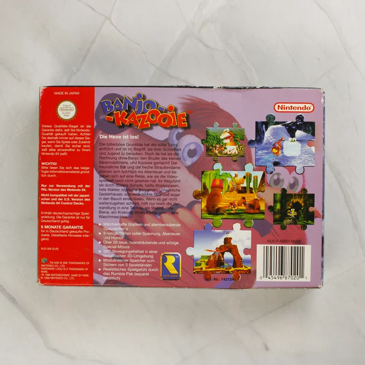 Banjo-Kazooie Nintendo 64 doboz hátoldala