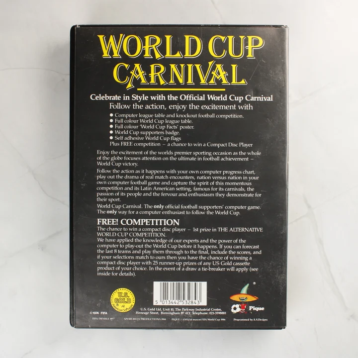 World Cup Carnival C64 hátlap World Cup Carnival játék tokjának hátoldala