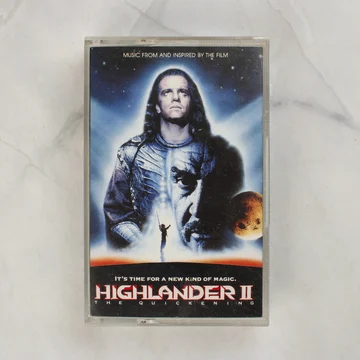 Highlander II filmzene kazetta elölnézete a tokban