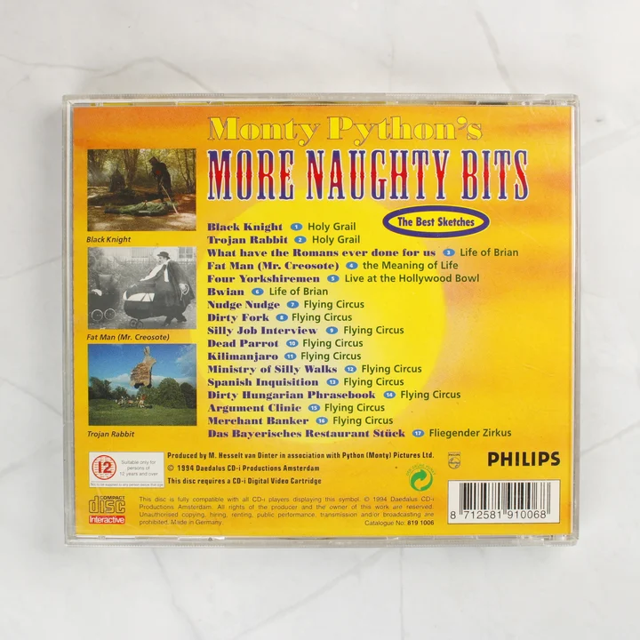Monty Python's More Naughty Bits CD-i hátlap Monty Python's More Naughty Bits CD-i tok hátlapja