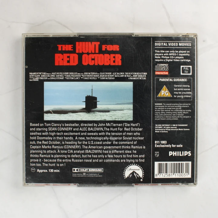 A Vadászat a Vörös Októberre Philips CD-i tokjának hátoldala