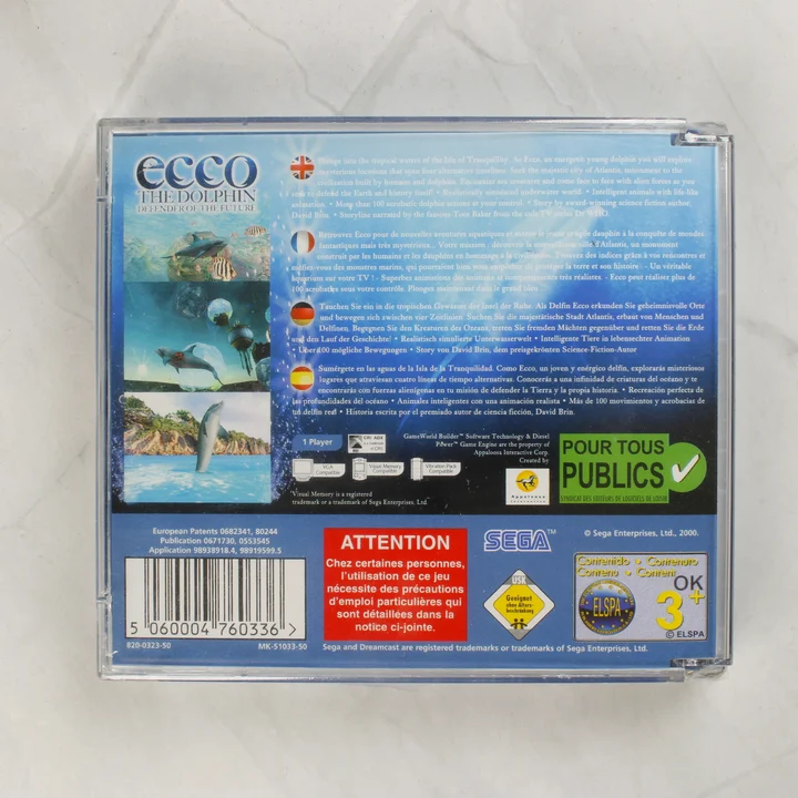 Ecco the Dolphin: Defender of the Future Dreamcast játék hátlapja