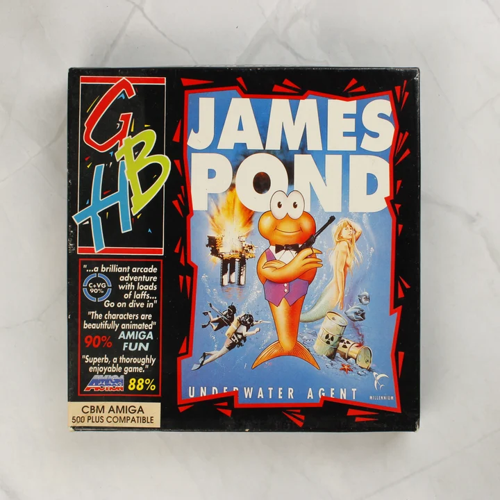 James Pond Amiga doboz elölnézet James Pond Amiga játék dobozának eleje