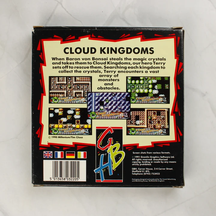 Cloud Kingdoms Amiga hátlap Cloud Kingdoms Amiga játék dobozának hátlapja