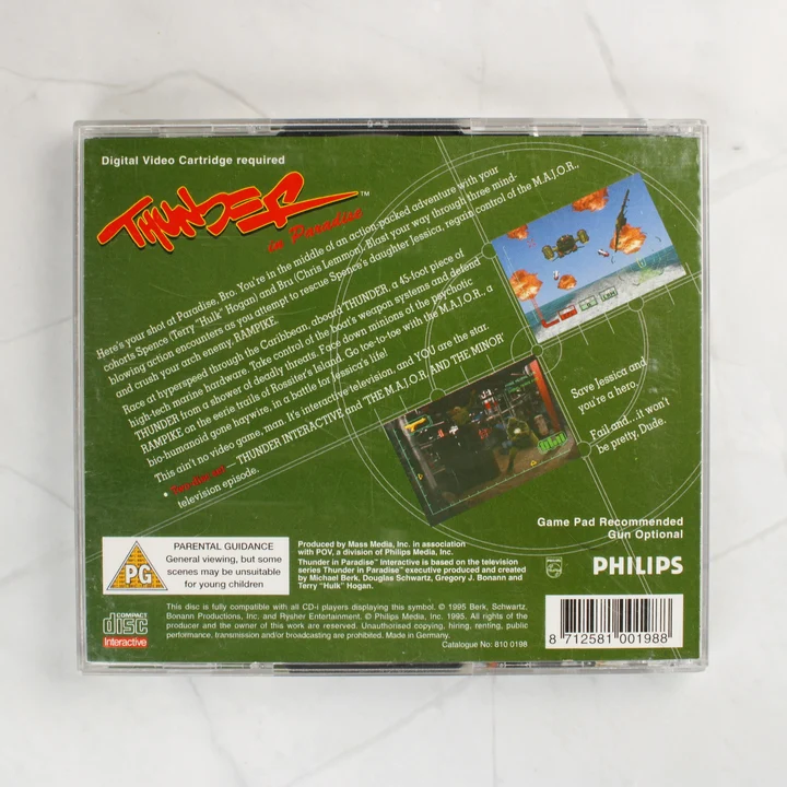 Thunder in Paradise Philips CD-i játék hátoldali borítója