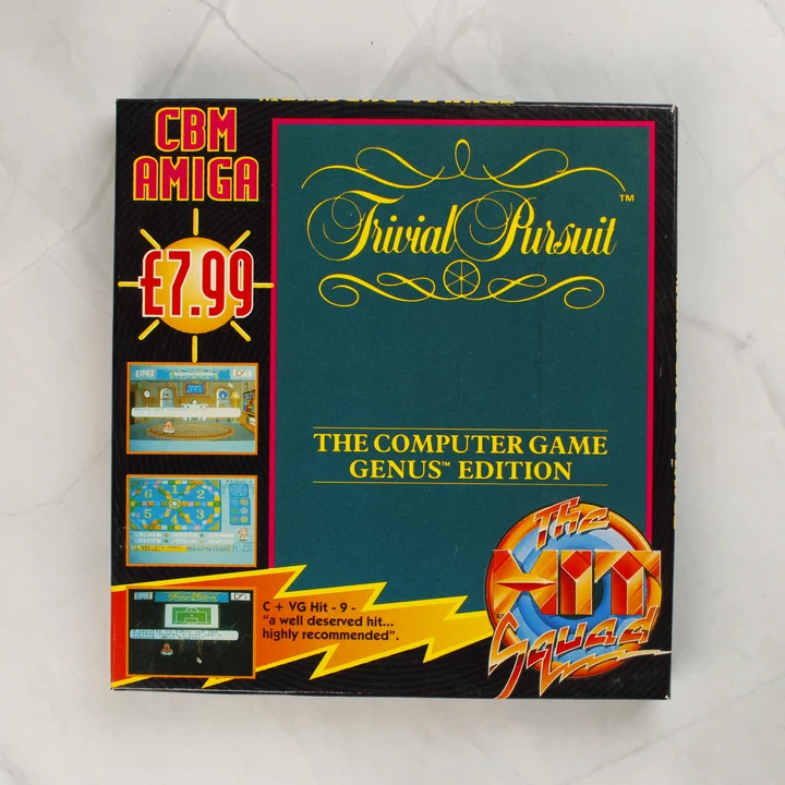 Trivial Pursuit Amiga doboz elölnézet Trivial Pursuit Amiga játék dobozának előlapja