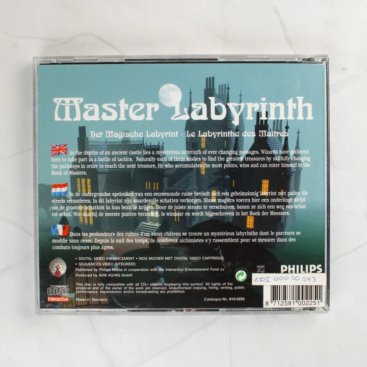 Master Labyrinth CD-i hátlap Master Labyrinth Philips CD-i játék hátoldala vonalkóddal