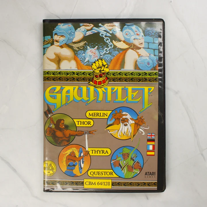 Gauntlet videójáték tokjának előlapja Commodore 64-re