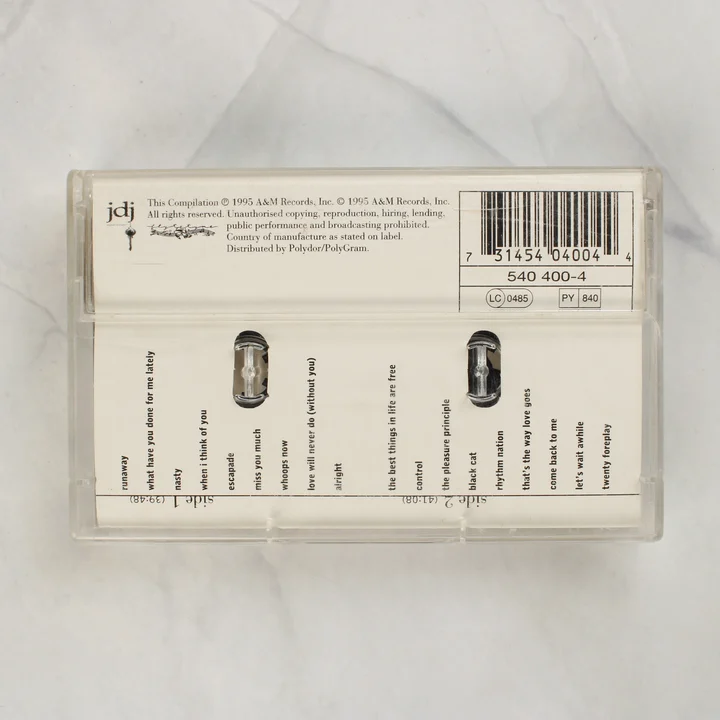 Janet Jackson Design Of The Decade magnókazetta tokjának hátoldala