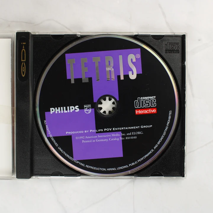 Tetris CD-i lemez A Tetris CD-i lemez a nyitott tokban