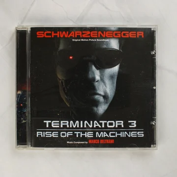 Terminator 3 filmzene CD előlapja Arnold Schwarzenegger fotójával