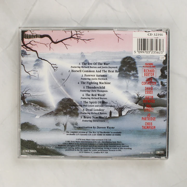 Jeff Wayne The War of the Worlds Highlights CD hátlapja számlistával