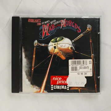 Jeff Wayne The War of the Worlds Highlights CD előlapja árcímkékkel