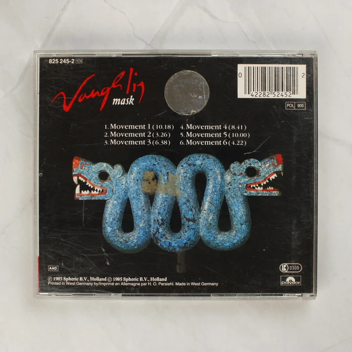 Vangelis Mask CD album hátlapja számlistával és vonalkóddal