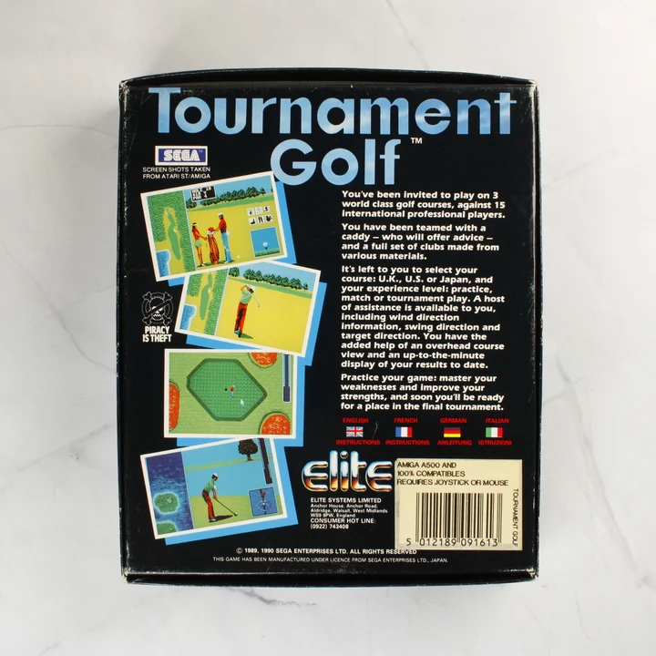 Tournament Golf Amiga hátlap Tournament Golf Amiga játék dobozának hátoldala