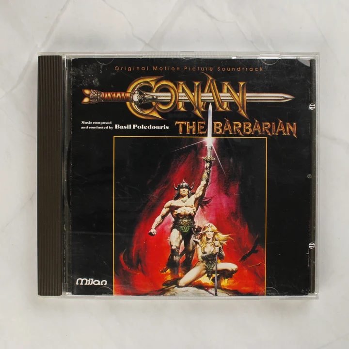 Conan, a barbár filmzene CD előlapja a tokban