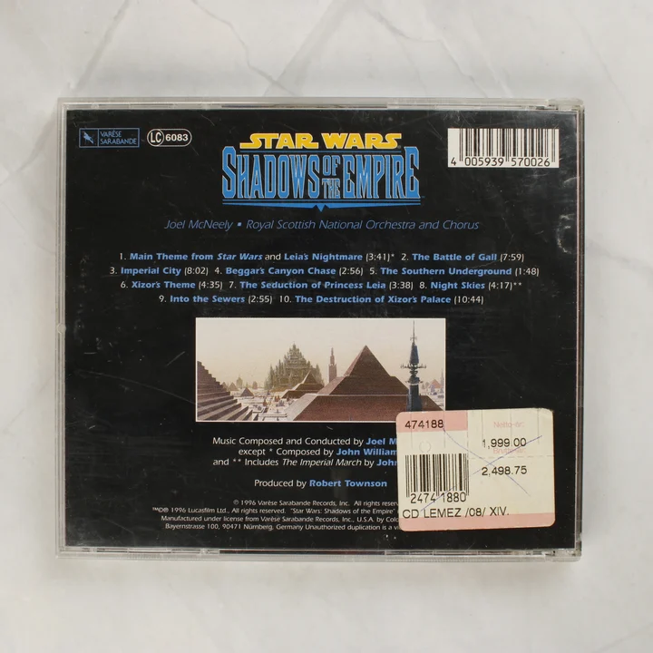 Star Wars Shadows of the Empire CD hátlap Star Wars Shadows of the Empire CD hátlapja