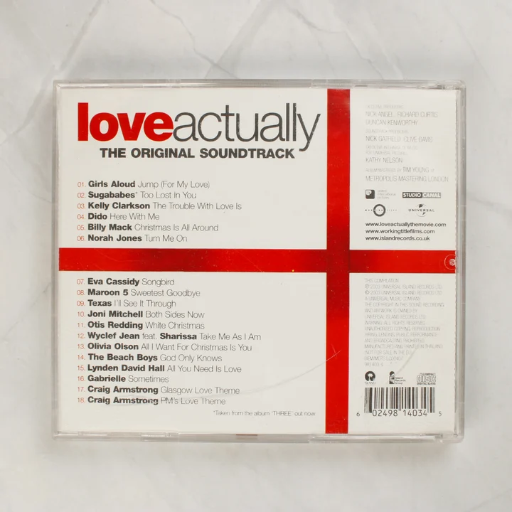 Love Actually filmzene CD hátlapja a számlistával