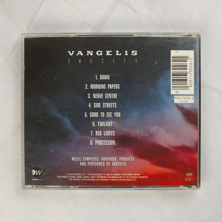 Vangelis The City CD album hátlapja