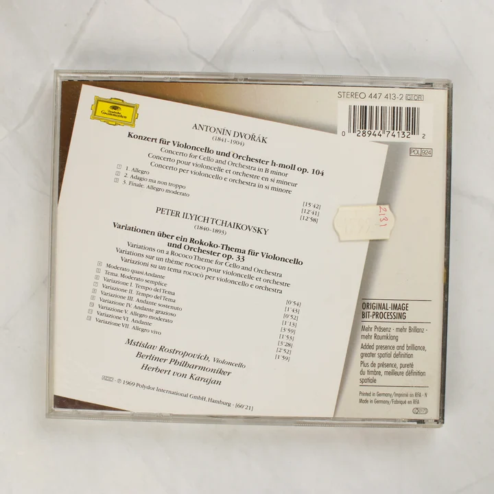 Dvořák és Csajkovszkij CD hátlap Dvořák és Csajkovszkij CD hátlapja a műsorlistával