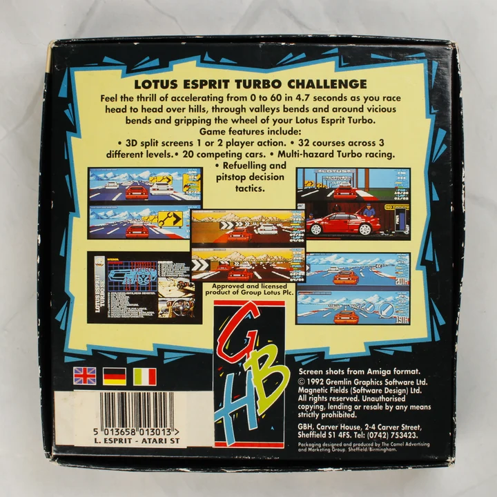 Lotus Esprit Turbo Challenge doboz hátoldala