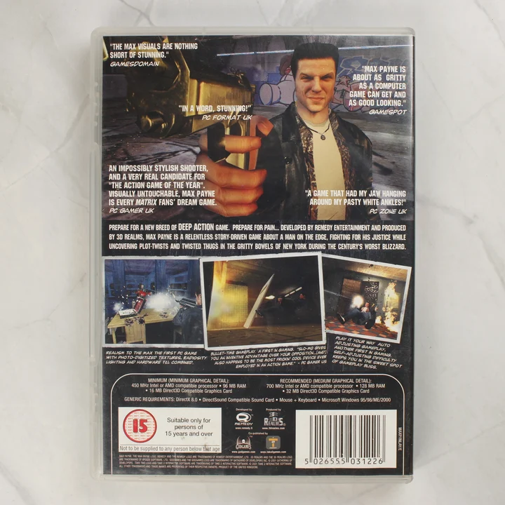 Max Payne PC játék hátlapja