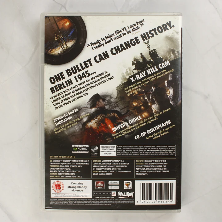 Sniper Elite V2 PC játék hátlapja
