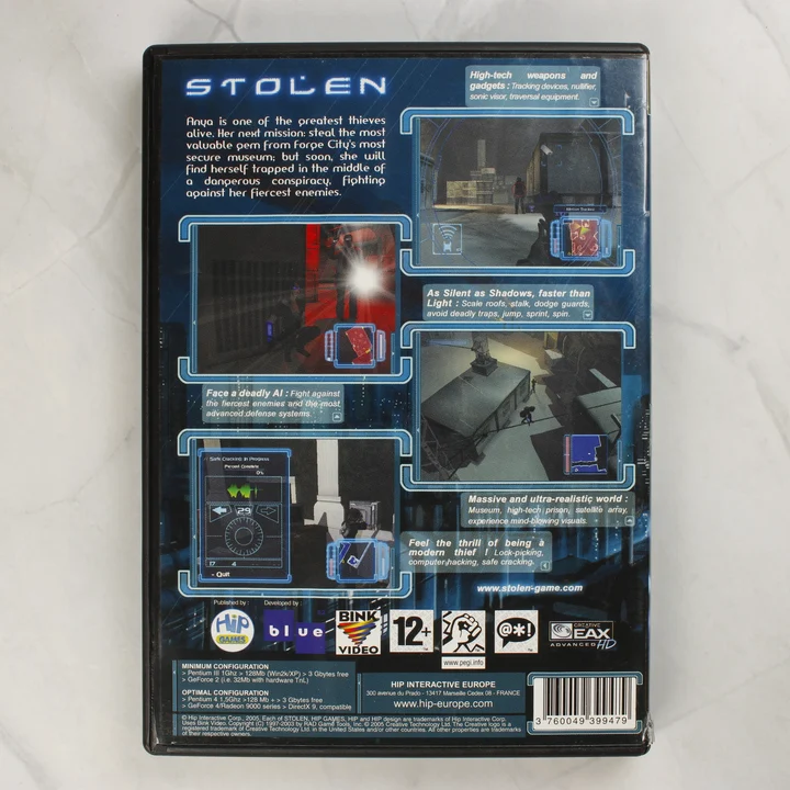A Stolen PC-s videójáték hátoldali borítója