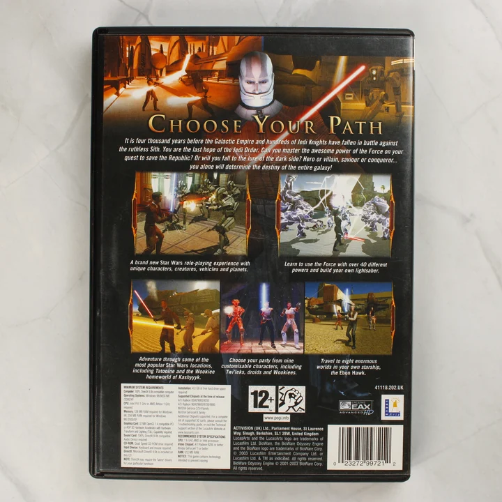 Star Wars KOTOR PC hátlap Star Wars Knights of the Old Republic PC játék tok hátlapja