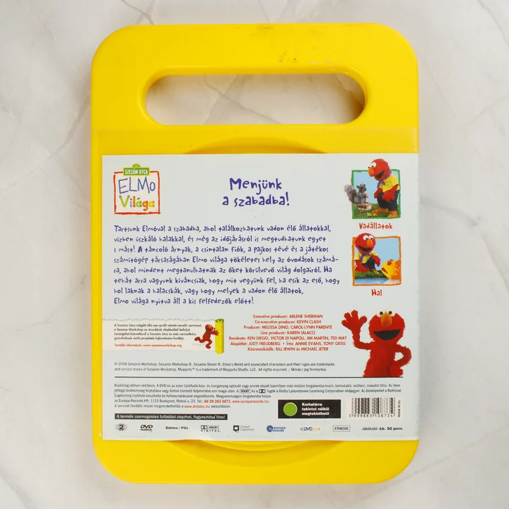Elmo világa DVD hátlap Elmo világa: Menjünk a szabadba! DVD tok hátoldala a leírással és adatokkal
